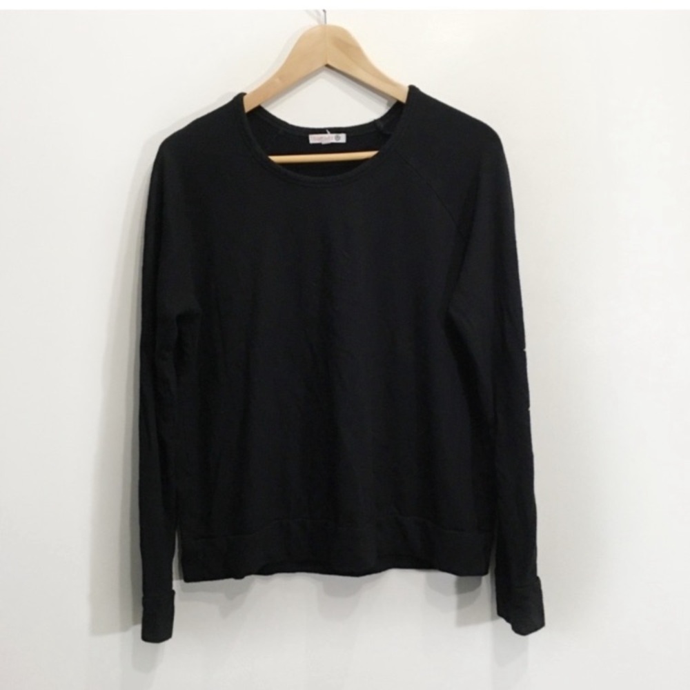 Anthro Sundry Size 2 Loose Rayon/Cotton Crewneck Pullover Black Star Print